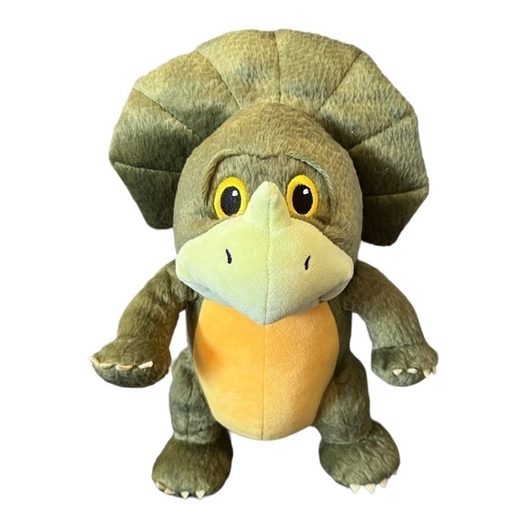 Triceratops Kohls cares moss green and gold chest  3 little dinosaurs. 12” plush - Picture 1 of 7
